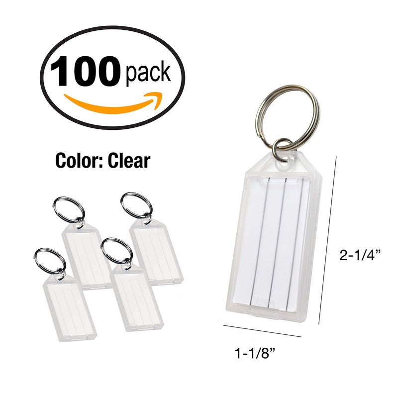 Lucky Line Key Tag with Flap and Split Ring, Clear, 100 per Display Box (6050010) - Image 2
